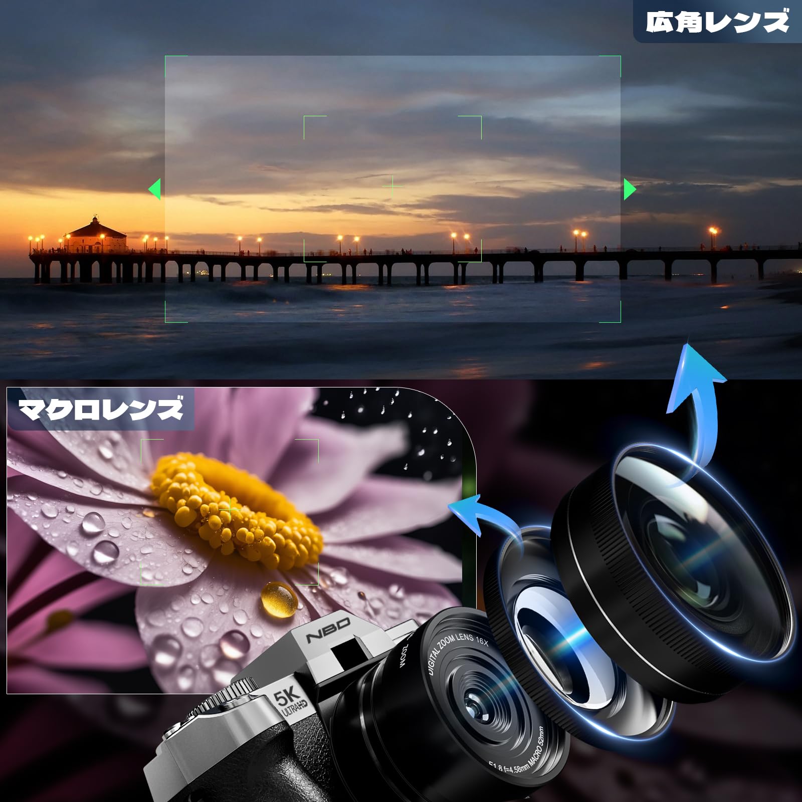 Amazon | NBD 5K 4800万画素 デジタルカメラ【2025年モデル 新色】16倍